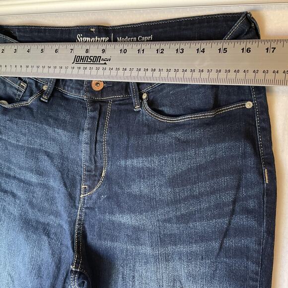 Signature By Levi's Women Jeans 16 - W33 Dark Blue Denim Modern Capri Mid Rise - Picture 4 of 12